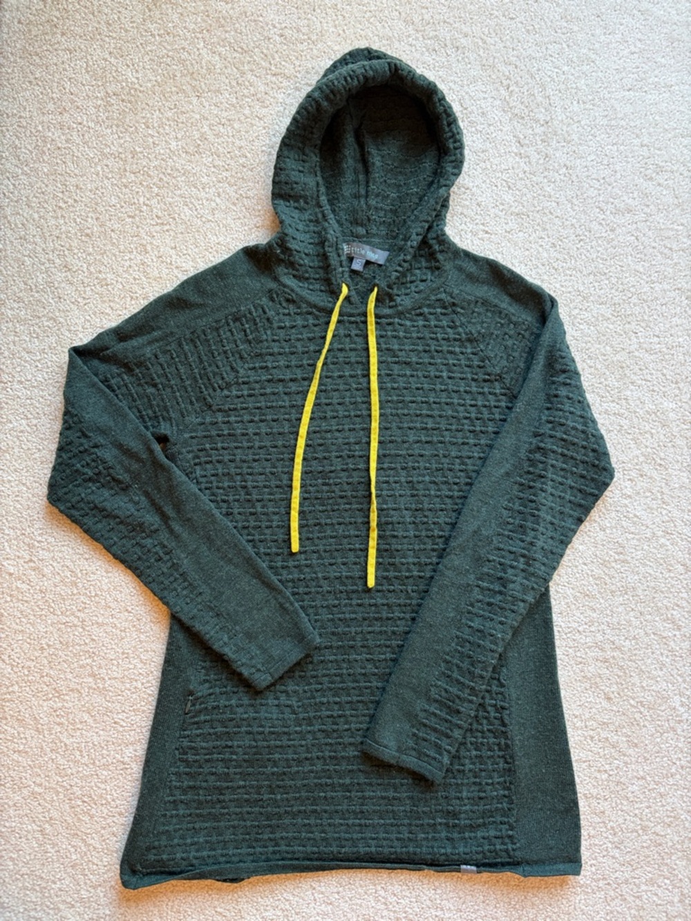 Women’s Title Nine 100% Marino Wool Textured Dark Green Hoodie